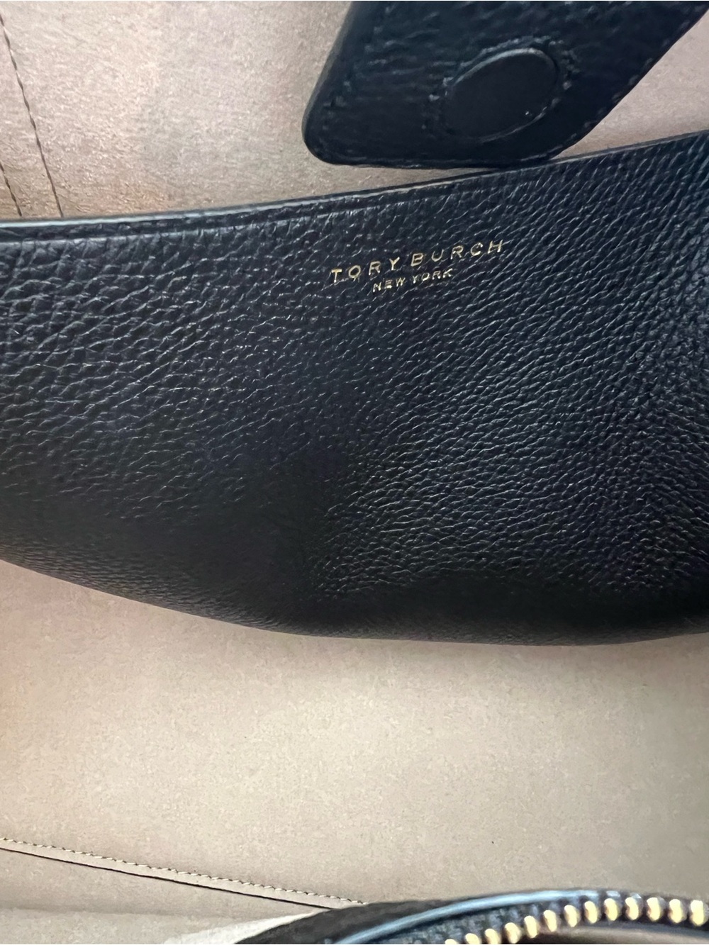 Tory Burch Black Leather Shoulder Tote with Tassel Detail - Picture 4 of 5